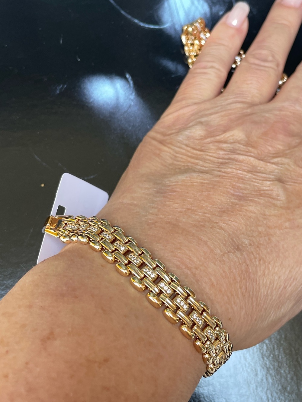 Gold -Tone Multi-Row Bracelet with Pavé Accents  gold plated 18k